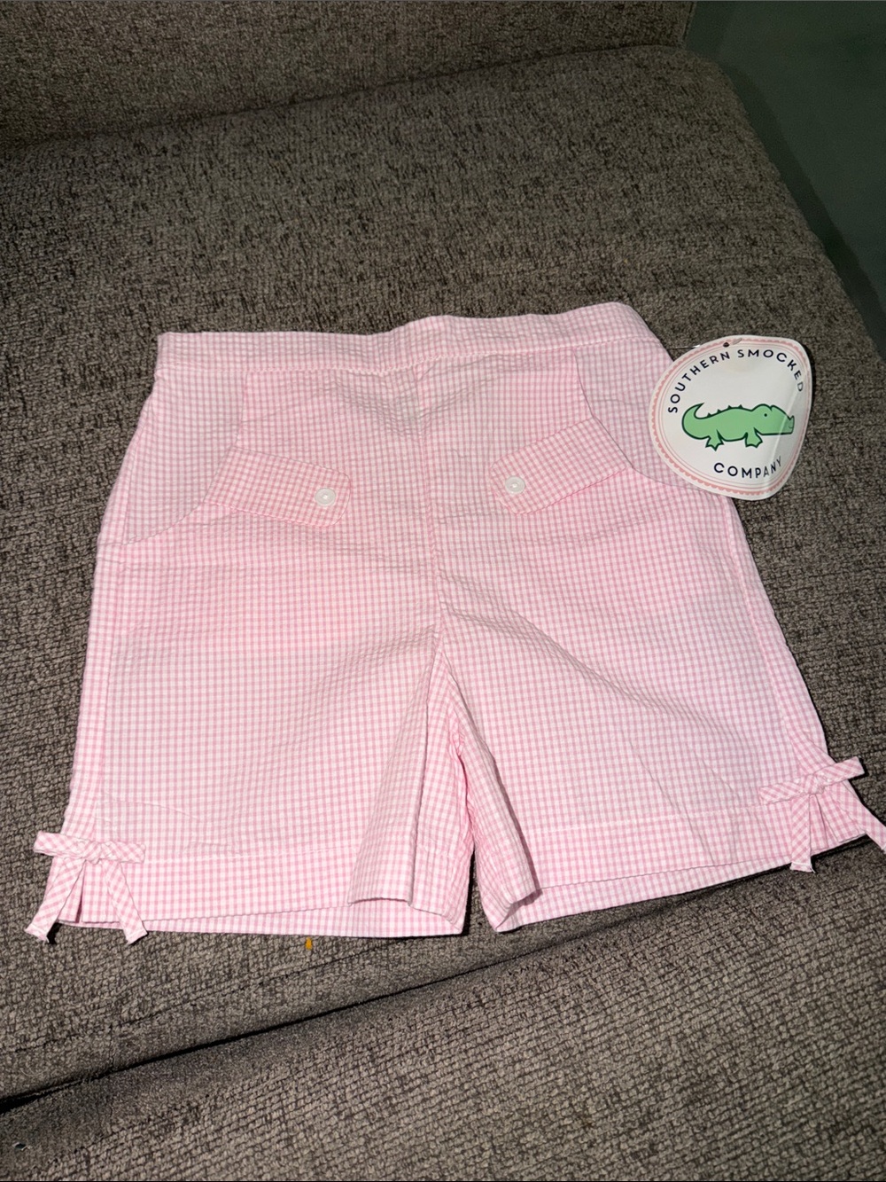 Southern Smocked Company Pink Gingham Girls' Shorts
